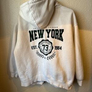White New York Graphic Crewneck Hoodie